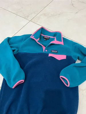 Patagonia Synchilla Snap-T Fleece Jacket Blue Teal Pink Pullover Size XS thumbnail 2
