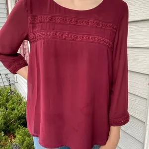 Naked Zebra Boutique Burgundy Blouse thumbnail 1