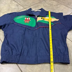 Vtg J.R. Morgan Designs Women’s Blue Jean Full Zip Appliqué Jacket Sz L Teacher thumbnail 10