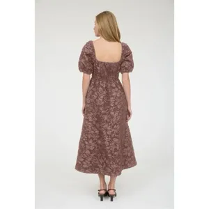 August Sky Floral Jacquard Sweetheart Neck Midi Dress Dusty Mauve Med #400 thumbnail 2