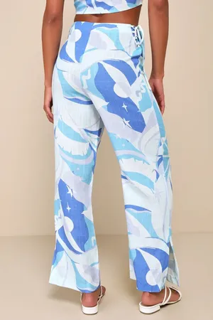 Lulus Blue Multi Print Linen Set thumbnail 2