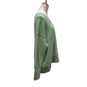 Aerie V-Neck Sweater‎ Small Sage Green NEW Oversized Marl Knit Pullover Cozycore thumbnail 4