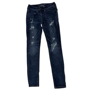 american eagle jegging super stretch distressed jeans size 6 dark wash skinny thumbnail 3