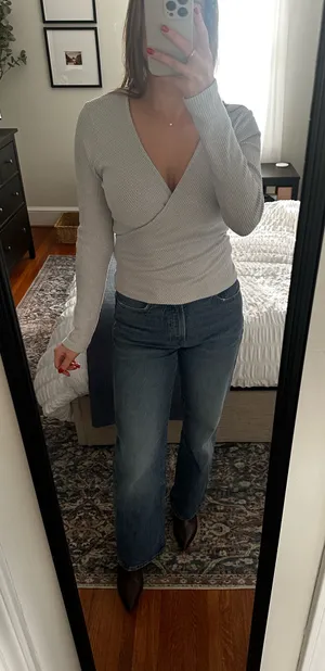 Grey Wrap Sweater Express thumbnail 1