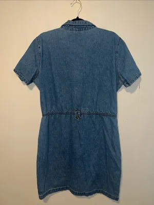 St. John's Bay Blue Denim Short Sleeve Button-Front Dress Size 16 0914262 thumbnail 2