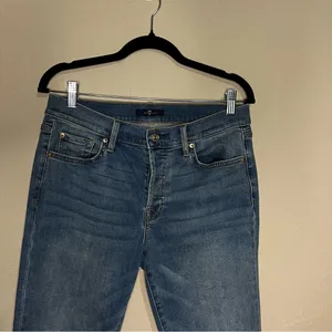 Seven For All Mankind Josephine Squiggle Button Fly Slim Straight Denim‎ Jeans thumbnail 4