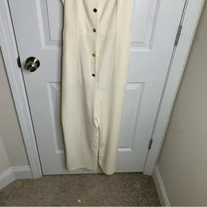 Zara white‎ belted jumpsuit size medium minimalist vacation summer thumbnail 6