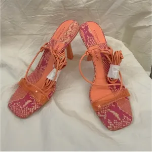 Antonio melani lace up strappy heel peach orange size 7.5 thumbnail 6
