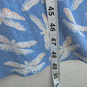 LOFT Light Blue Dragonfly Print Midi Dress Cap Sleeve Side Slit Size 10 thumbnail 11