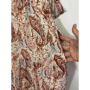 Polagram Maxi Dress Cream Paisley Tiered Boho‎ Peasant Cottage Modest Church M thumbnail 7