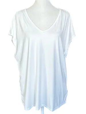 Halara V-Neck Dolman Sleeve Relaxed Lightweight T-Shirt White Size Large thumbnail 1