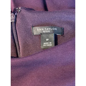 Ann Taylor‎ Petite Purple Long Sleeve Boat Neck Flounce Hem Sheath Dress 0P thumbnail 5