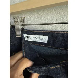 Zara Womens High Rise Wide Leg Rigid Denim Jeans Dark Raw Indigo Blue Size 2 thumbnail 7