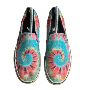 Vans Asher Slip-On Sneaker Women’s 9.5 Canvas Rainbow Tie Dye Multicolor‎ thumbnail 2