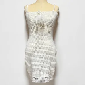 Miou Muse L Crochet Bodycon Dress‎ Tassel Cream Boho Festival Beach Swim Coverup thumbnail 2