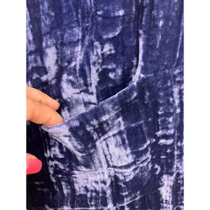 Floreat Velvet Shift Dress Women M Blue Short Sleeve Pockets Mini Whimsigoth‎ thumbnail 3