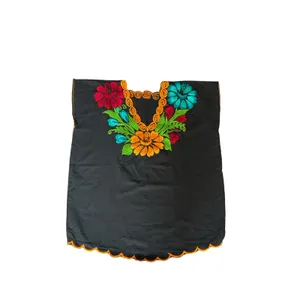 Mexican Embroidered Blouse Artesanal Floral Top Cotton Boho Festival NEW thumbnail 4
