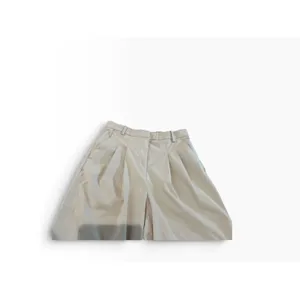 HM Womens Pleated Wide Leg Trousers Light Beige High Waist Cropped Pants Size 10 thumbnail 4