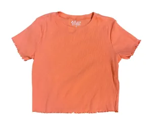 OG Babe‎ Orange Ribbed Lettuce Hem Crop Top T Shirt Size L thumbnail 1