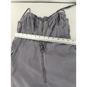 Free People Anthropologie Gray Utility Jumpsuit Sz S Ruched Bust Parachute Pants thumbnail 16