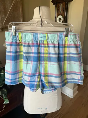 Adorable Plaid Cotton Pastel Pajama Shorts Women’s Large thumbnail 2