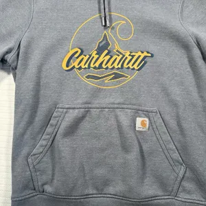 Carhartt Women’s Small Gray Pullover Hoodie Graphic Logo Sweatshirt Cozy Casual thumbnail 6