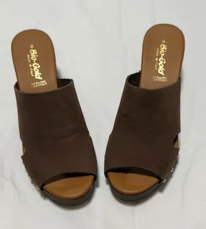 Bio-Gold Made in Italy Brown Leather Studded Platform Clogs thumbnail 1