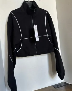 Alo Yoga Polar Fleece Game Time Full Zip Jacket Black Athletic small thumbnail 1