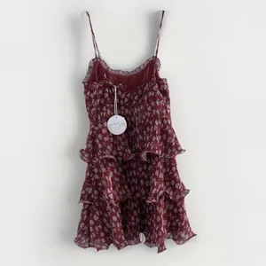 New Petal&Pup Tiered Ruffle Flowers Lined Mini Dress Red Size‎ Small thumbnail 4