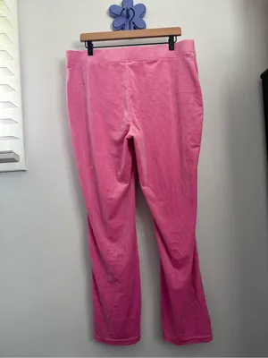 Juicy Couture XL Velvet Bootcut Flare Pants Preppy Lounge Comfy Pink Y2K Inspire thumbnail 2
