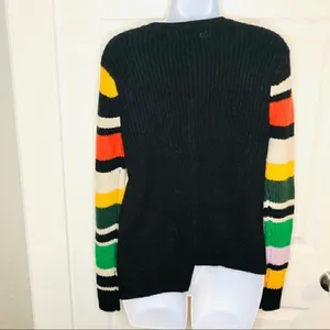 Nine West Color Block Sweater Asymmetrical Hem Retro Black XS thumbnail 6