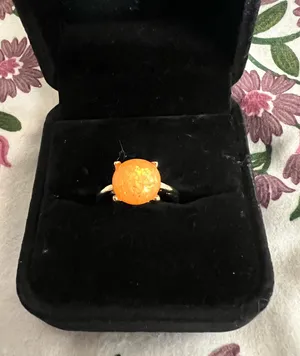 Golden Faux Gemstone Statement Ring Size 6 Orange thumbnail 1