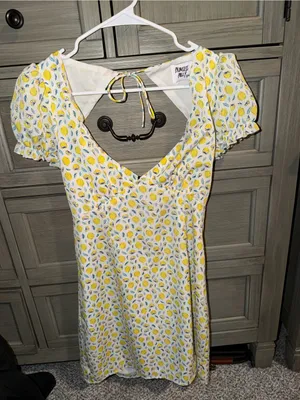Princess Polly Yellow Lemon Print dress with Teal Leaves thumbnail 1