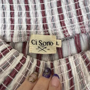 Ci Sono Linen Wide Leg Striped Pants Large Smocked Waist‎ Coastal Nautical Beachy Summer thumbnail 5