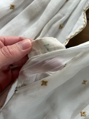 Guadalupe Johana White Gold Embroidered Dress S thumbnail 8