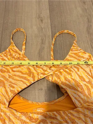 Aerie tiger cheetah print‎ cutout one piece swimsuit orange size large thumbnail 8