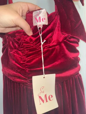 Red velvet so me dress with tie sleeves from south boutique nwt thumbnail 5