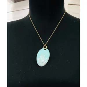 Vintage Turquoise Stone Pendant Necklace and Earrings Set thumbnail 2
