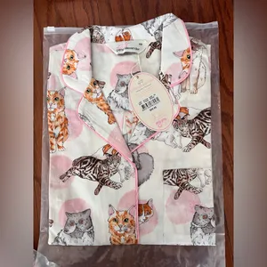 Peter Alexander White and Pink Cat Print cotton Pajamas XS thumbnail 5
