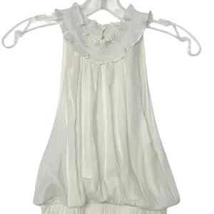 Glam White Halter Drop Waist Dress Sleeveless Ruffle Mini Dress Size Medium thumbnail 3