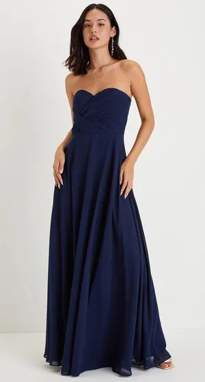 Lulus Navy Strapless Gown thumbnail 1
