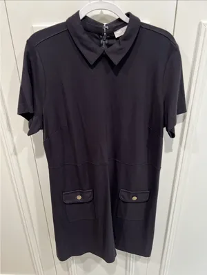 LOFT Black Ponte Knit 60s Mod Shift Dress Retro Preppy Career Office thumbnail 1