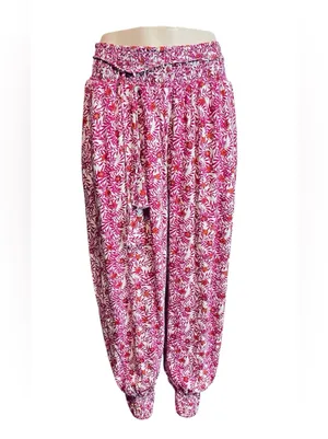 Anthropologie Pink Floral Drawstring Joggers thumbnail 2
