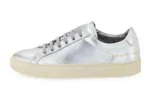 WOMAN by COMMON PROJECTS Achilles Retro Leather Low Top Sneakers Silver Size 38 thumbnail 1