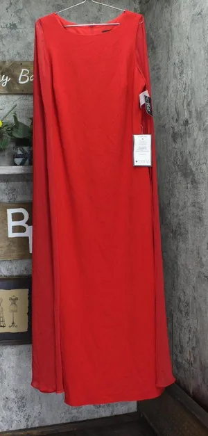 Alex Evenings Womens Cape Sleeve Gown Dress 8160255 Red 16 thumbnail 1