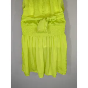 Do+Be Neon Green Smocked Waist Halter Neck Mini Dress Women's S Party Cocktail‎ thumbnail 6
