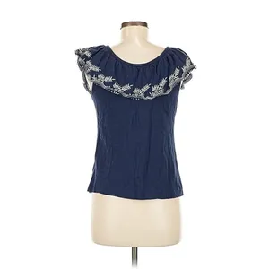 Anthropologie Moulinette Soeurs Embroidered Nautical Navy Sz Medium Top thumbnail 5