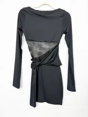 Peppermayo Echo Long Sleeve Mini Dress Black Lace thumbnail 4