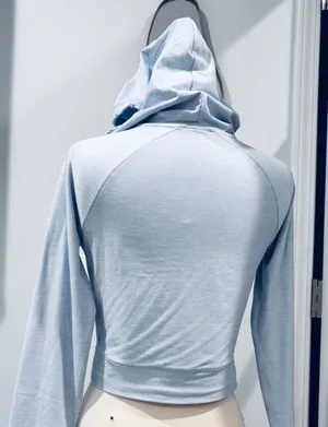 Harmony Balance Light Blue Cropped Ruched Zip-Up Hoodie thumbnail 5