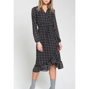 Anthropologie‎ dRA Cicero Wrap Asymmetric Dress Ruffle Plaid Boho Blue - Large thumbnail 10